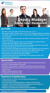 One of the job placements inside asset management sector is **asset managers**. Deputy Manager Special Asset Management At Nations Trust Bank