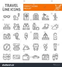 Travel Line Icon Set Tourism Symbols Collection Vector Sketches Logo Illustrations Holiday Signs Linear Pictograms Package Isol Znachok Instagram Vdohnovenie