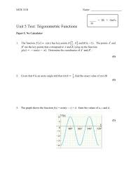 Unit 5 test answer key. Unit 5 Test Trigonometric Functions