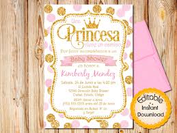 Birthday Party Invitation In Spanish Spanish Royal Princess Baby Shower Invitation Espanol Girl Princess Baby Shower Invitation Baby Shower Princess Girl Shower Invitation