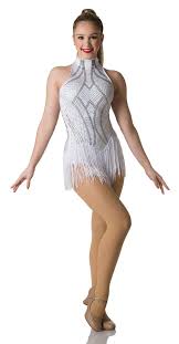 Black And White Tights Dance Costume Leotard With Attached Skirt White Spandex With Engineered Rhinestone Printtrim White Fringesizes Child M L Dance Outfits Dance Dresses Jazz Dance Costumes