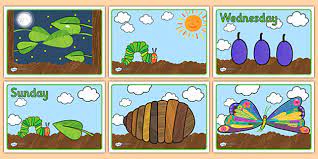 Once the hungry caterpillar printables are ready, gather a pencil for each child and coloring utensils (crayons, markers, coloring pencils, etc). Very Hungry Caterpillar Story Sequencing Cards