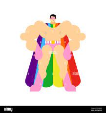 Superhero gay cartoon isolated. Super lgbt in mask and raincoat. rainbow  cape Stock Vector Image & Art - Alamy