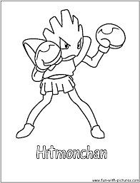 Fighting type, hitmonchan, hitmonlee, pokemon. Hitmonchan Coloring Page