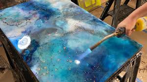 Goddess Popping Resin Bubbles In Final Pour Video Resin Wall Art Diy Resin Art Resin Art