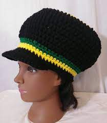 Black Crochet Rasta Tam Dreadlock Hat Dreadlock Beanie Etsy Rasta News Boy Hat Black Beret
