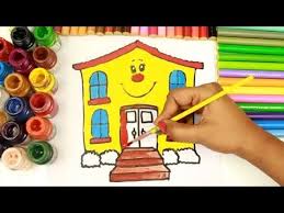 Drawing Coloring Homes Houses Fun With Paint Colors Water Colors Kids Learning Page Babytubefun Youtub Painting For Kids Water Paint Art Frozen Painting
