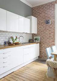 White brick wall kitchen ideas. Kitchen With White Bricks Novocom Top