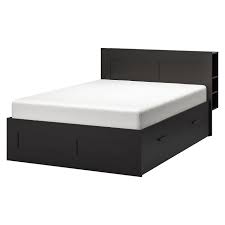 A polished wood bed frame with storage drawers that will perform double duty as a dresser the color is just gorgeous. Brimnes Bed Frame With Storage Headboard Black Luroy Queen Ikea