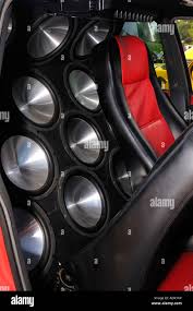 Powerful Auto Audio System With Many Loud Speakers Car Saloon Automobile Tuning Stock Photo Alamy
