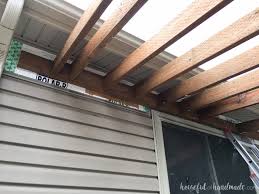 Use hex bolts or carriage bolts, washers, and nuts for this. Build A Patio Pergola Attached To The House Houseful Of Handmade