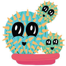 Happy Prickly Cactus Succulent Plant Cartoon Blue Plant Cartoon Cartoon Styles Planting Succulents