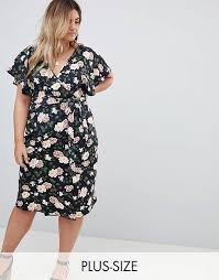 Boohoo Plus Floral Wrap Midi Dress Midi Dress Plus Size Fashion Clothes Women Fashion