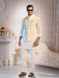 Linen Kurta Pajama With Handcrafted Work Jacket Linen Etsy Wedding Kurta For Men Wedding Dresses Men Indian Indian Men Fashion