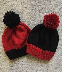 Red bobble hat illustration, hat cap winter beanie, knitted hat, winter, woolen png. Red And Black Knit Slouchy Hat Knitting Handmade Knitting Knitted Hats