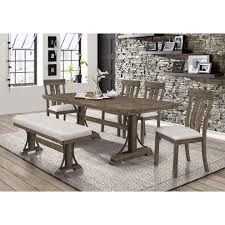 Chevron detailing adorns the tabletop for a touch of cottage flair. Crown Mark Quincy 6pc Dining Room Set In Light Brown By Dining Rooms Outlet