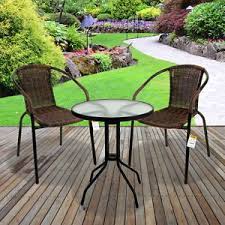 3 Piece Garden Patio Chocolate Wicker Bistro Set Patio Outdoor Furniture Seating Outdoor Garden Furniture Garden Table And Chairs Patio Garden