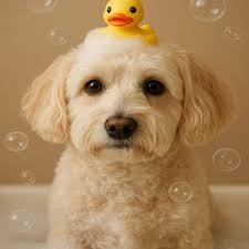 Aangepaste Badkamer Huisdierportret, Hond in Badkuip Met Badeend, Digitale  Download