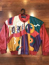 Pelle Pelle Marc Buchanan Jacket Leather Multicolour Rare Mosaic Ebay Jackets Painted Jacket Embroidered Leather Jacket