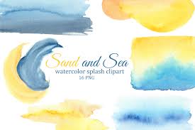 Download Watercolor Splashes And Brush Strokes Sea And Sand Background And Tex By Svitlana Yanyeva Thehungryjpeg Com