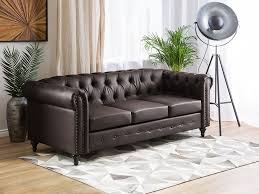 2 sitzer couch chesterfield leder textil polster sofa couchen sofas designer neu. 3 Sitzer Sofa Kunstleder Dunkelbraun Chesterfield Beliani De