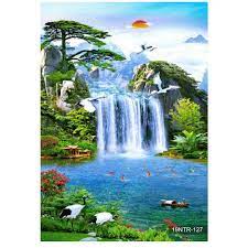 Belum lagi gambar pelengkap seperti awan, pegunungan dan burung yang berterbangan menjadikan suasana ini sayang jika dilewatkan begitu saja. Baru Dekorasi Wallpaper Dinding Custom Gambar Pemandangan Alam 3d Air Terjun 06 Shopee Indonesia
