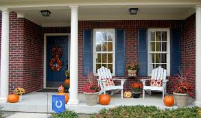 The truth is, the right porch railing depends on the home's specific style. Fall Decorating Around Blogger S Houses The Inspired Room Small Front Porches Front Porch Decorating Fall Front Porch Decor