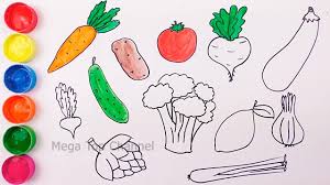 Learning the fruits and vegetables in spanish is a great way for young kids to expand their language skills, and opens up a whole new world of words. Learn Colors For Kids How To Draw Vegetables Learn Names Vegetables Drawing And Coloring For Kids Youtube