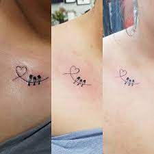 Matching Tattoos Also Done Today Birdtattoo Smalltattoos Tinytattoo Collarbone Collarbonetattoo Ma Tattoos For Daughters Matching Tattoos Tattoo For Mom