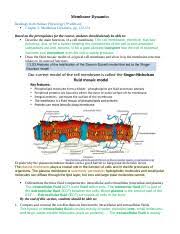 Simple diffusion is carried out by the actions of hydrogen bonds forming between water molecules an : Membranedynamics Learninggoals Exam1 Docx Membrane Dynamics Readings From Human Physiology 8th Edition Chapter 5 Membrane Dynamics Pp 122 151 Based On Course Hero