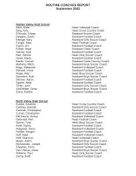 ROUTINE COACHES REPORT September 2022