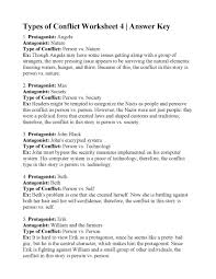 This Is The Answer Key For The Types Of Conflict Worksheet 4 Types Of Conflict Paragraph Writing Topics Worksheets