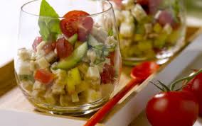 Recette Salade De Crozets Des De Tomates Poivron Jaune Concombre Feta Basilic Vinaigrette A L Huile D Olive Et Au Citron Recette Salade Poivron Jaune Recettes De Cuisine