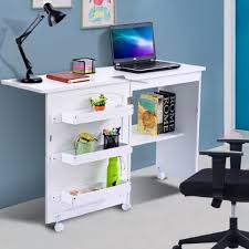 Costway White Folding Swing Craft Table Shelves Storage Cabinet Home Furniture W W Storage Cabinet Shelves Storage Shelves Craft Storage Ideas For Small Spaces