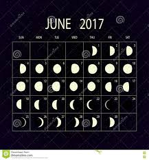Moon Phases Calendar For 2017 June Vector Illustration