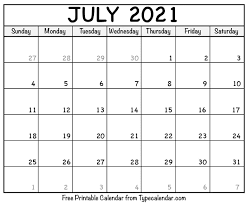 Free calendar printable offers templates for 2021, 2022, 2023, & beyond. Free Printable July 2021 Calendars