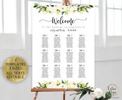 Wedding Seating Chart Template Floral White Flowers Seating
