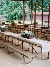 9 Trending Table Runners For Weddings Mywedding Picnic Table Wedding Wedding Backyard Reception Wedding Picnic Reception