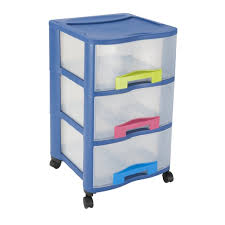 Tour 3 Tiroirs Bleue La Foir Fouille Rangement Plastique Tiroir Rangement