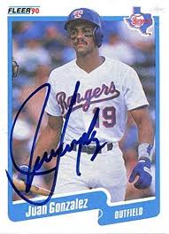 Juan gonzalez rookie baseball card. Juan Gonzalez Autographed 1990 Fleer Card Autographed Baseball Cards At Amazon S Sports Collectibles Store