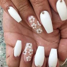 Most Beautiful Acrylic Nail Designs You Must Try 22 White Acrylic Nails Floral Nails Coffin Nails Designs