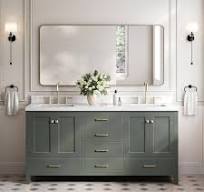 ARIEL Cambridge 72 in. Double Sink Freestanding Bathroom Vanity in Vintage Sage Green with Carrara White Quartz Top A072DCQRVOVGN - The Home Depot