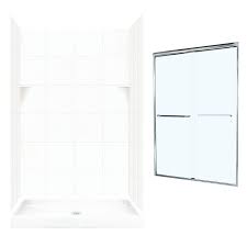 Swan White 5 Piece Alcove Shower Kit Common 34 In X 48 In Actual 34 In X 48 In Lowes Com Alcove Shower Kits Shower Kits Shower Wall Kits