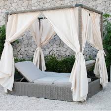 Luxury Rattan Daybed 2pcs Outdoor Sunbed Set Asia Home Furniture