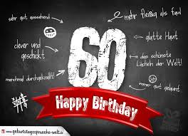 Komplimente Geburtstagskarte Zum 60 Geburtstag Happy Birthday