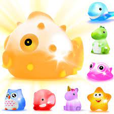 Plus, if you bathe your little one at the end of the day, playing in the tub can get out that extra energy right before hitting the pillow! Amazon Com Bath Toys 8 Pcs Light Up Floating Rubber Animal Toys Set Flashing Color Changing Light In Water Baby Infants Kids Toddler Child Preschool Bathtub Bathroom Shower Games Swimming Pool Party Toys