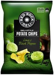 Red Rock Deli Chips Lime And Pepper 185gm Stuffed Peppers Authentic Ingredients Sweet Chilli