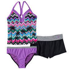 Girls 7 16 Zeroxposur Palm Tree Halterkini Swimsuit Shorts Set Kohls Swimsuits Swimwear Girls Swimsuit Set