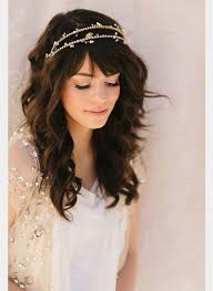 Have your hairstylist gather all of your hair near the nape of your neck. 40 Beautiful Brides With Bangs