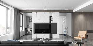 山乙建设丨外地设计项目 原创作品 站酷 zcool bedroom tv wall modern apartment home living room